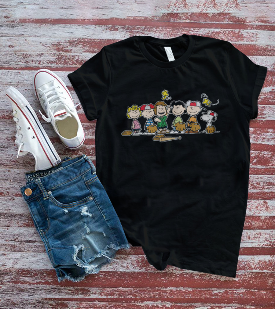 Peanuts Baseball Team With Snoopy And Woodstock T-Shirt