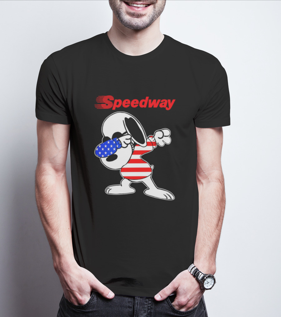 Speedway Snoopy Dabbing American Flag Outfit T-Shirt