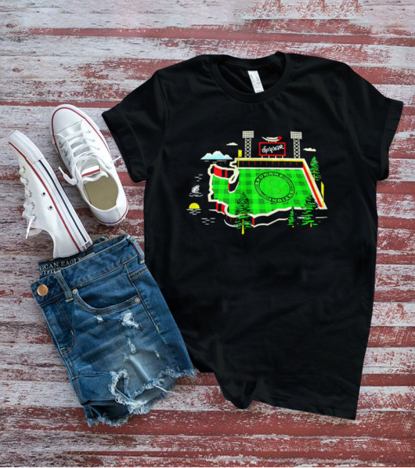 Spokane Indians Stadium Washington State Map Baseball Field T-Shirt
