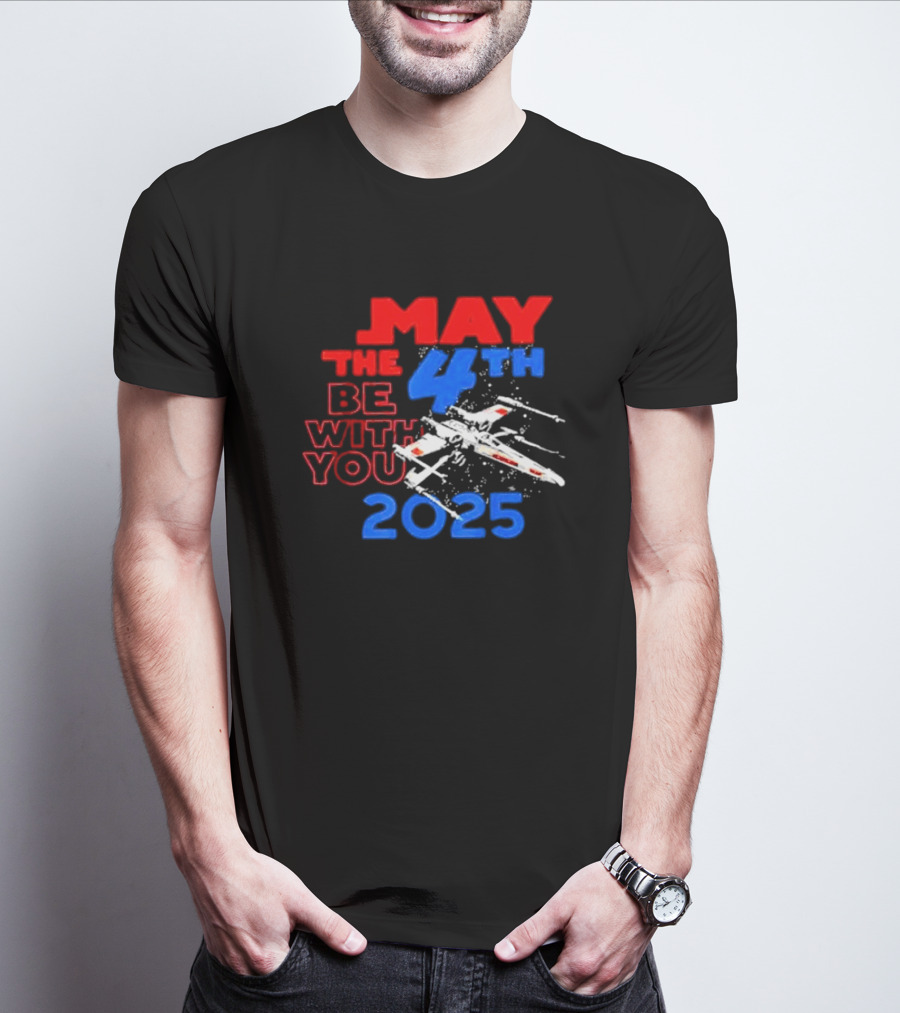 Star Wars Day 2025 May The 4th Be With You X-Wing Fighter T-Shirt