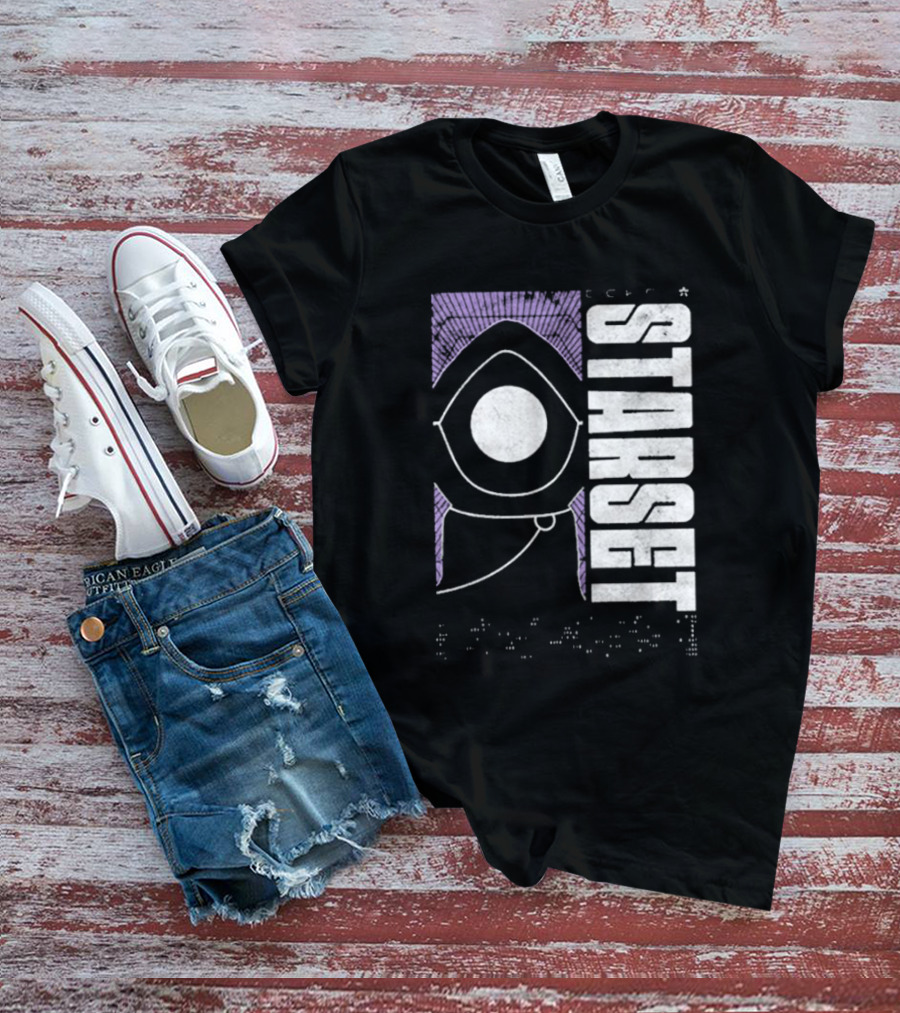 Starset Echo Purple Hooded Figure Bold White Text T-Shirt