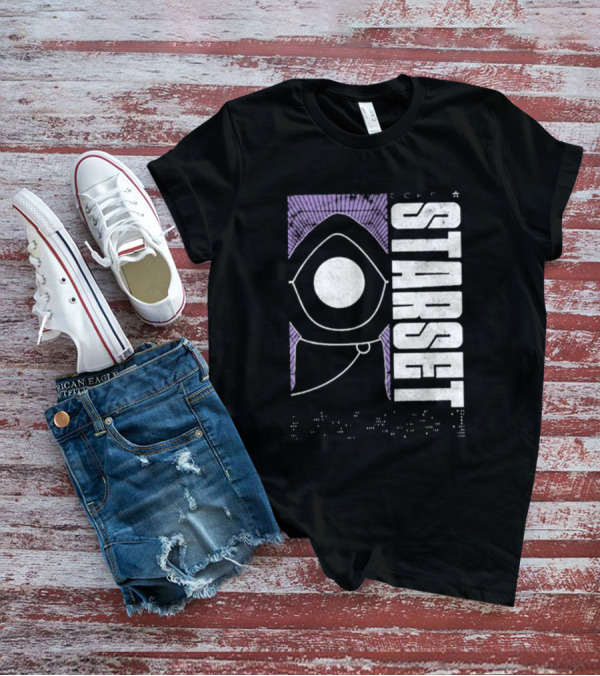Starset Echo Purple Hooded Figure Bold White Text T-Shirt