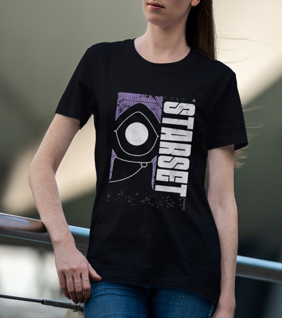 Starset Echo Purple Hooded Figure Bold White Text T-Shirt