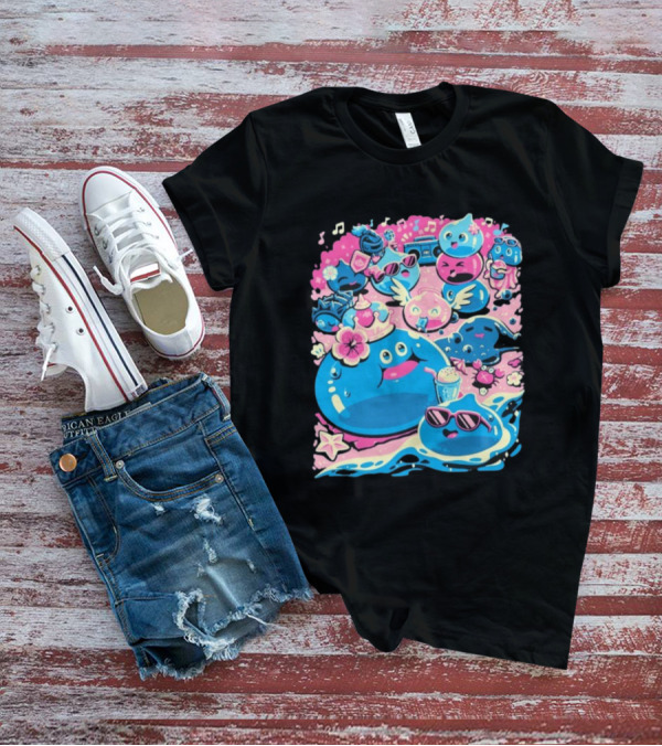 Summer Slimes Cute Blue And Pink Watercolor Style Festival Fun T-Shirt