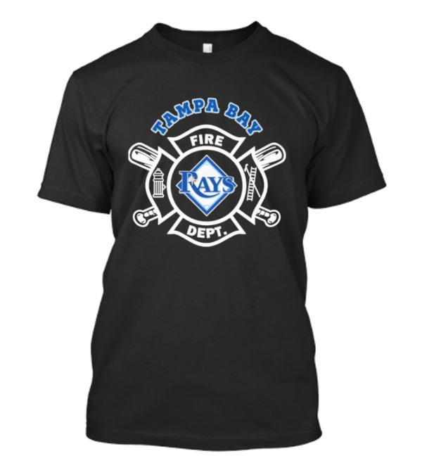Tampa Bay Rays Fire Dept Firefighters Logo With Firefighter Emblem And Tools T-Shirt