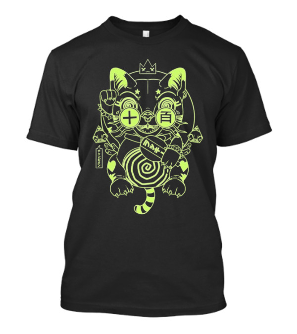 Ten Hundred Blind Luck Maneki Neko Neon Cat T-Shirt