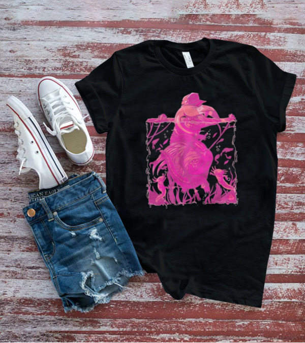 Ten Hundred Clever Girl Pink Dinosaur With Hat Underwater Artwork T-Shirt