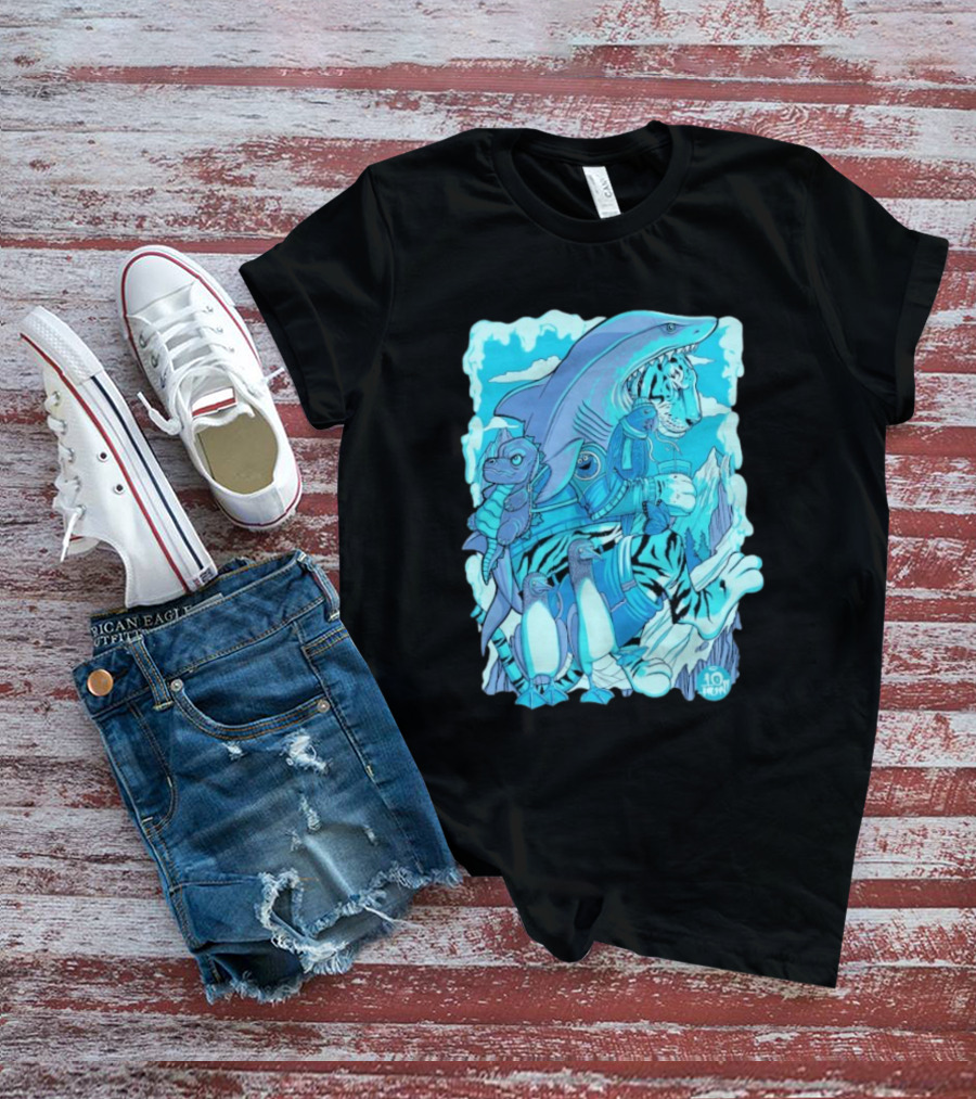 Ten Hundred Siberian Stroll Tiger Shark Creatures Penguins 10 Hun T-Shirt