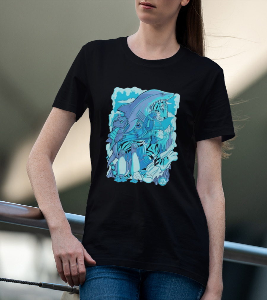 Ten Hundred Siberian Stroll Tiger Shark Creatures Penguins 10 Hun T-Shirt