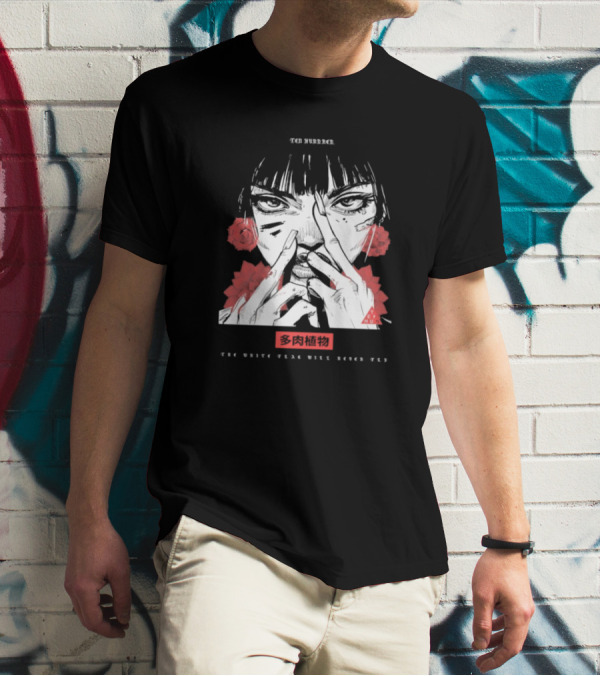 Ten Hundred The White Flag Will Never Fly Succulent Red Rose Manga Art T-Shirt