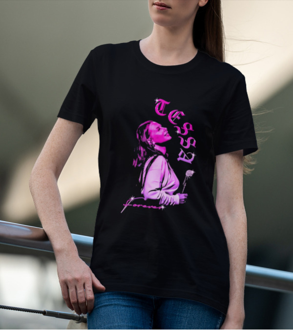 Tessa Forever Økologisk Pink Silhouette With Rose And Stars T-Shirt