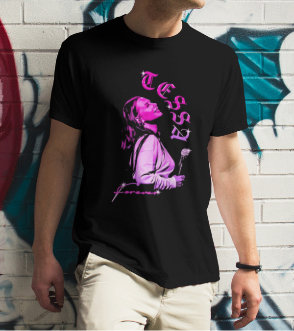 Tessa Forever Økologisk Pink Silhouette With Rose And Stars T-Shirt