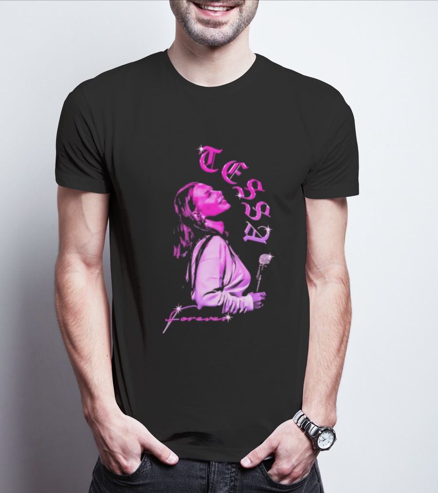 Tessa Forever Økologisk Pink Silhouette With Rose And Stars T-Shirt