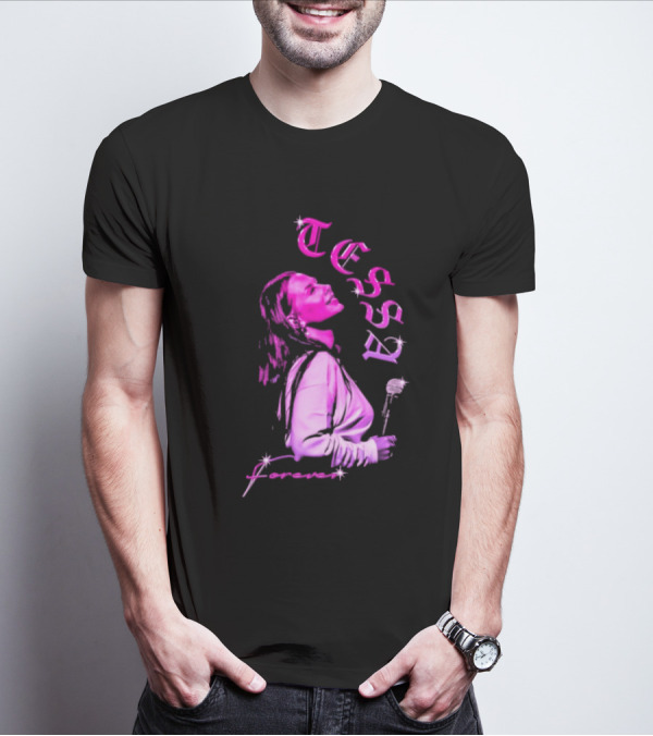 Tessa Forever Økologisk Pink Silhouette With Rose And Stars T-Shirt
