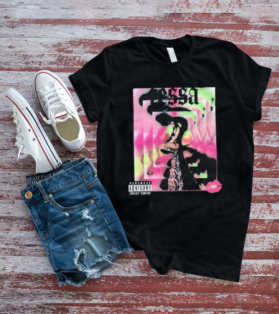 Tessa Mirror Kiss Parental Advisory Pink And Green Spiral T-Shirt