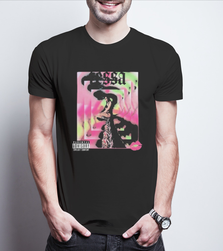 Tessa Mirror Kiss Parental Advisory Pink And Green Spiral T-Shirt