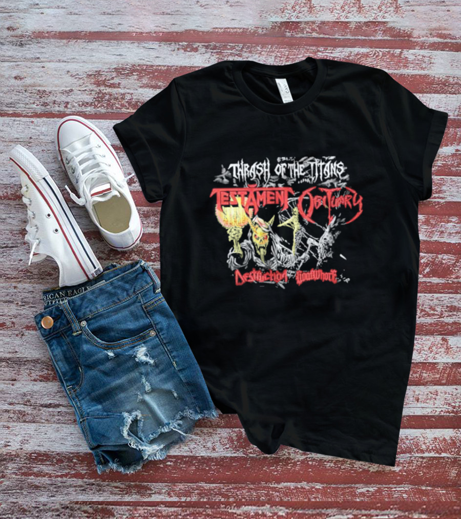 Testament Obituary Destruction Goatwhore Thrash Of The Titans European Tour 2025 T-Shirt