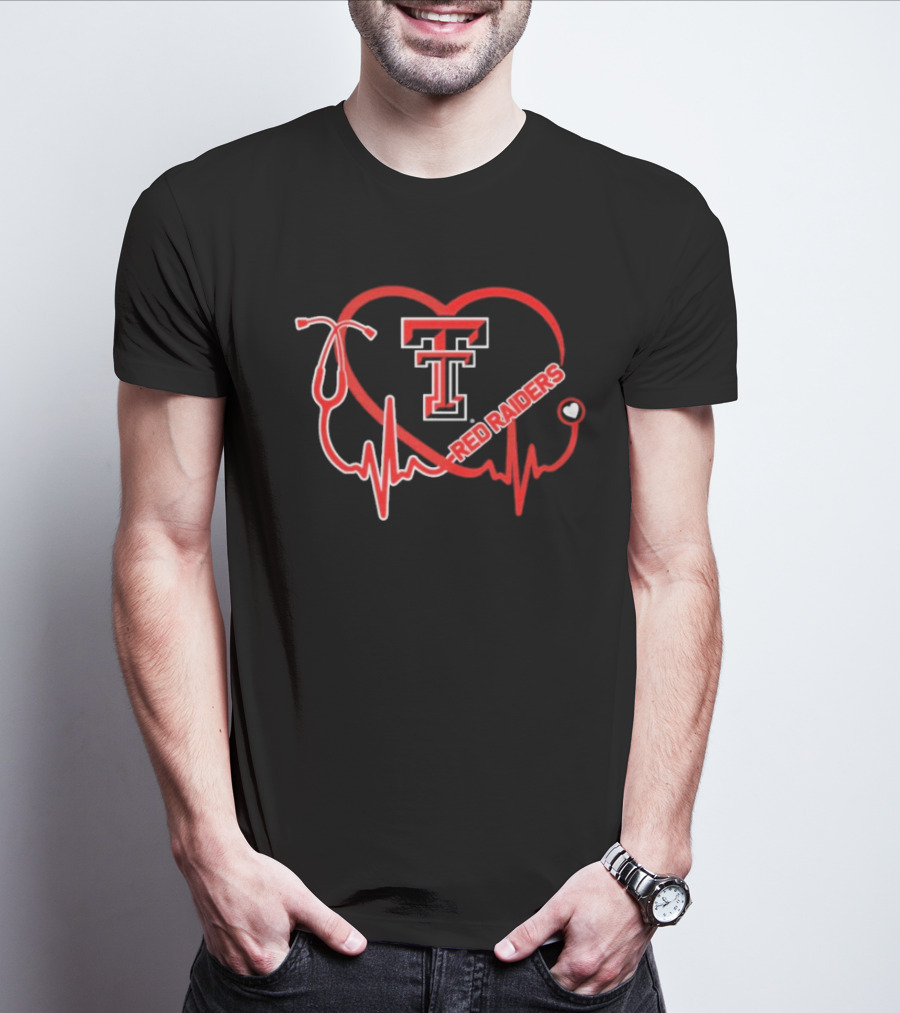 Texas Tech Red Raiders Heartbeat Nurse Stethoscope Icon T-Shirt