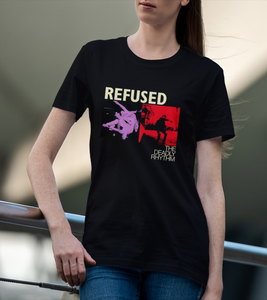 Refused The Deadly Rhythm Skater Red And Purple Imagery T-Shirt