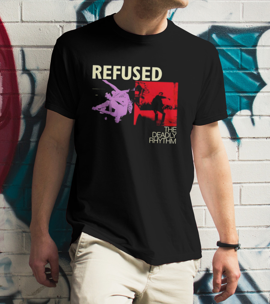 Refused The Deadly Rhythm Skater Red And Purple Imagery T-Shirt