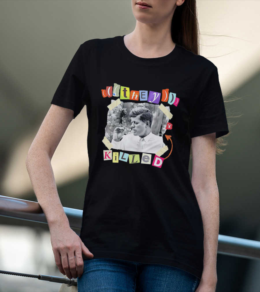 They Killed John F. Kennedy Smoking Retro Style T-Shirt