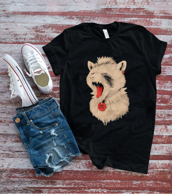 Trash Metal Raccoon With Spike Collar And Red Earring T-Shirt