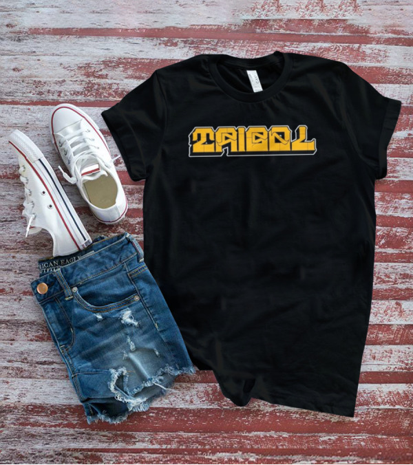 Tribal Gear Victim Gold Graffiti Font Bold Yellow Text T-Shirt