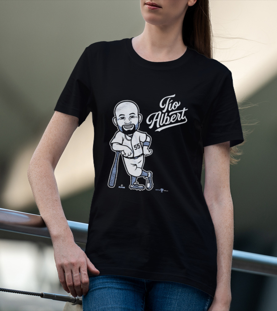 Tío Albert Baseball Player Cartoon With Bat And Number 55 T-Shirt