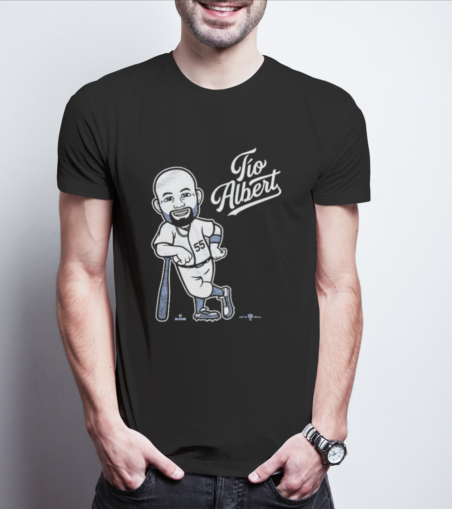 Tío Albert Baseball Player Cartoon With Bat And Number 55 T-Shirt