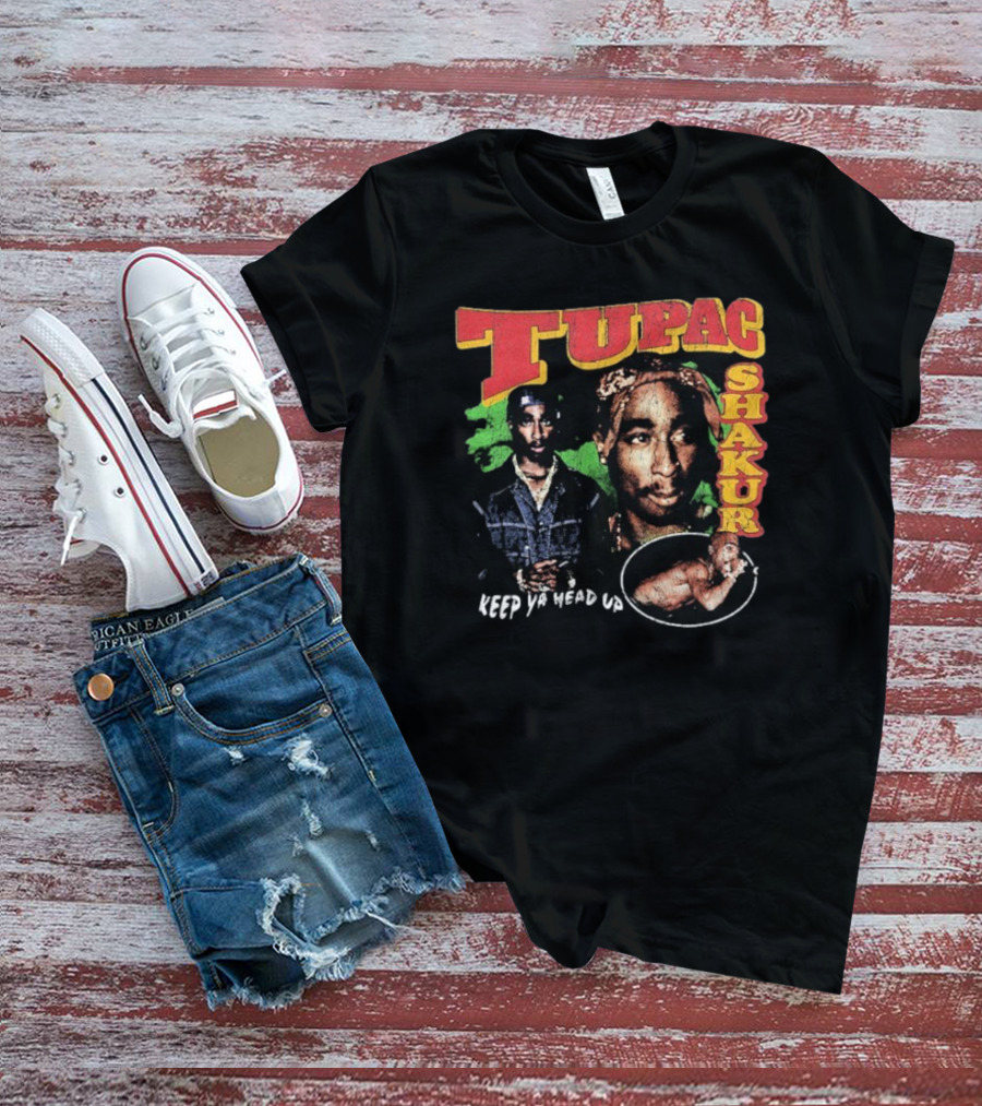 Tupac Shakur Keep Ya Head Up Vintage Collage 2PAC T-Shirt