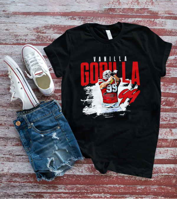 Vanilla Gorilla Number 99 Football Jersey Athlete Action Pose T-Shirt