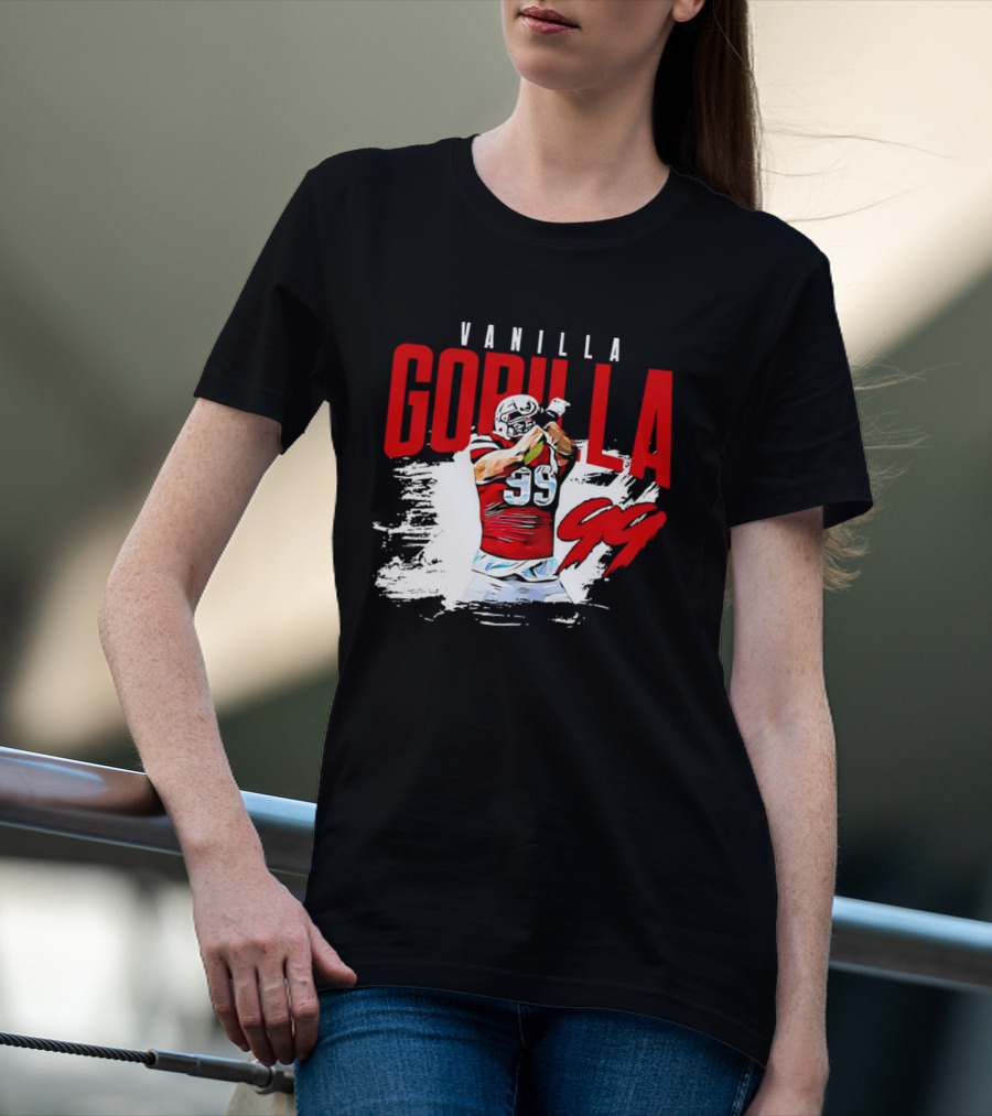 Vanilla Gorilla Number 99 Football Jersey Athlete Action Pose T-Shirt