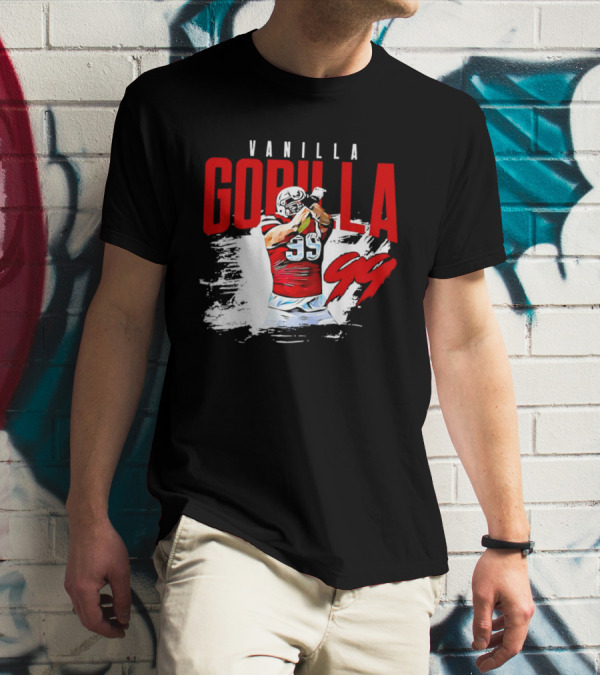 Vanilla Gorilla Number 99 Football Jersey Athlete Action Pose T-Shirt