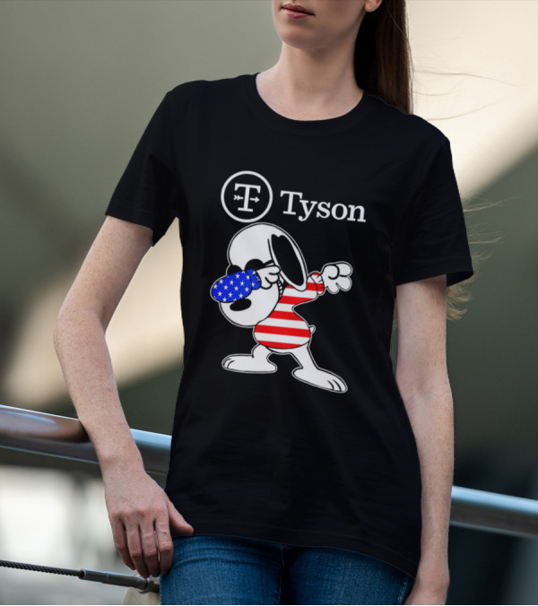 Tyson Foods Snoopy Dabbing American Flag Character T-Shirt