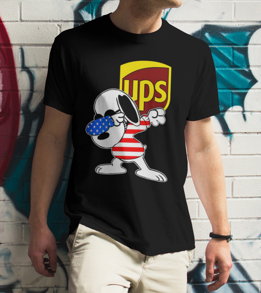 Snoopy American Flag Dabbing UPS Shield T-Shirt