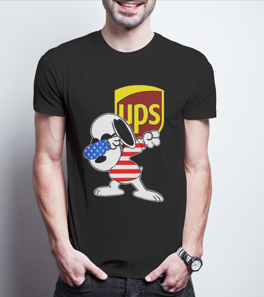 Snoopy American Flag Dabbing UPS Shield T-Shirt