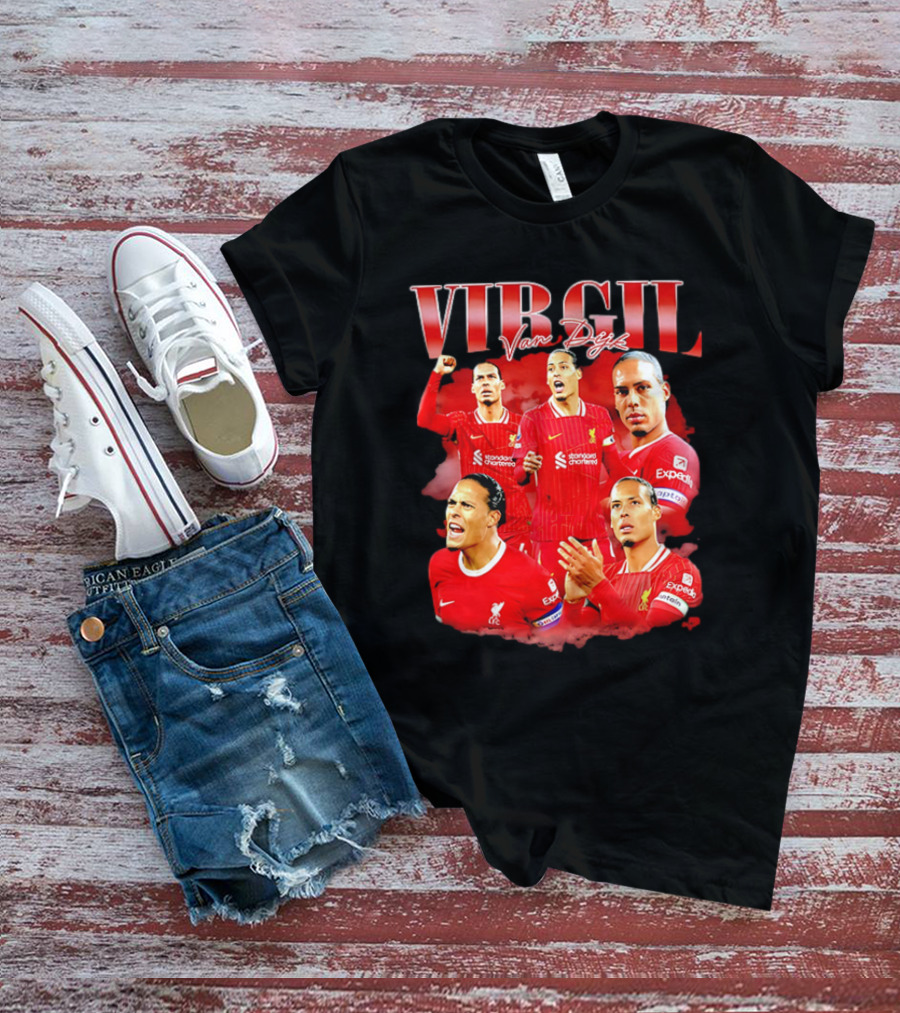 Virgil Van Dijk Liverpool FC Number 4 Captain Liverpool Red Jersey T-Shirt