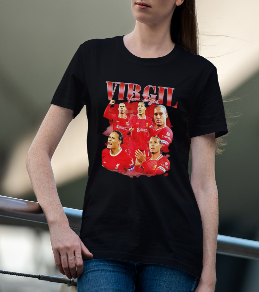 Virgil Van Dijk Liverpool FC Number 4 Captain Liverpool Red Jersey T-Shirt