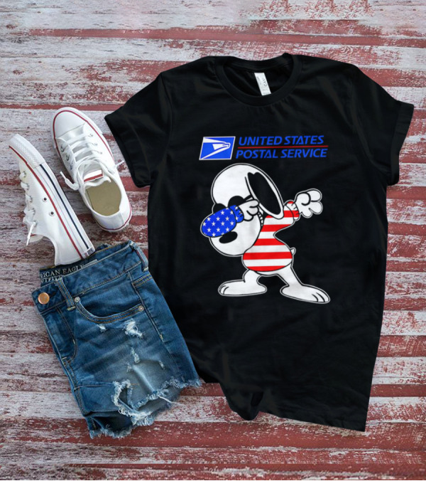 USPS United States Postal Service Snoopy Dabbing American Flag T-Shirt