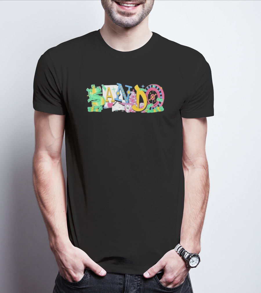 Vegas Matt Sando Casino Theme Money Roulette And Dice T-Shirt