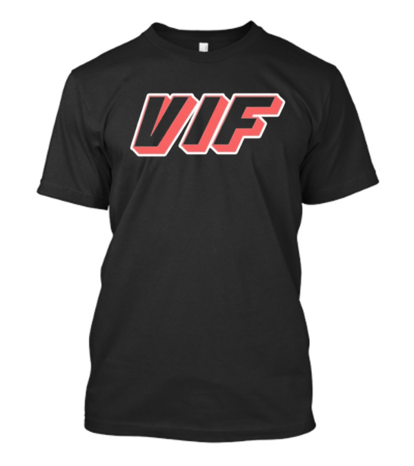 VIF Bold Red Black Outline Text T-Shirt