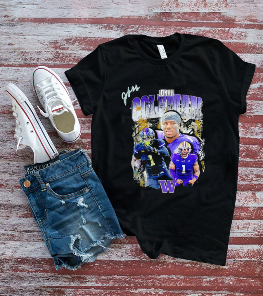 Jonah Coleman Washington Huskies Simply College Football W Player Signature T-Shirt