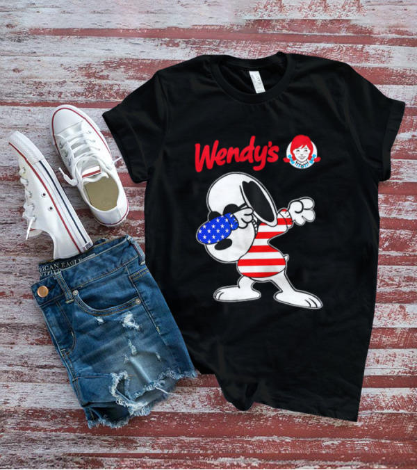 Wendy’s Snoopy Dabbing American Flag Stripes T-Shirt