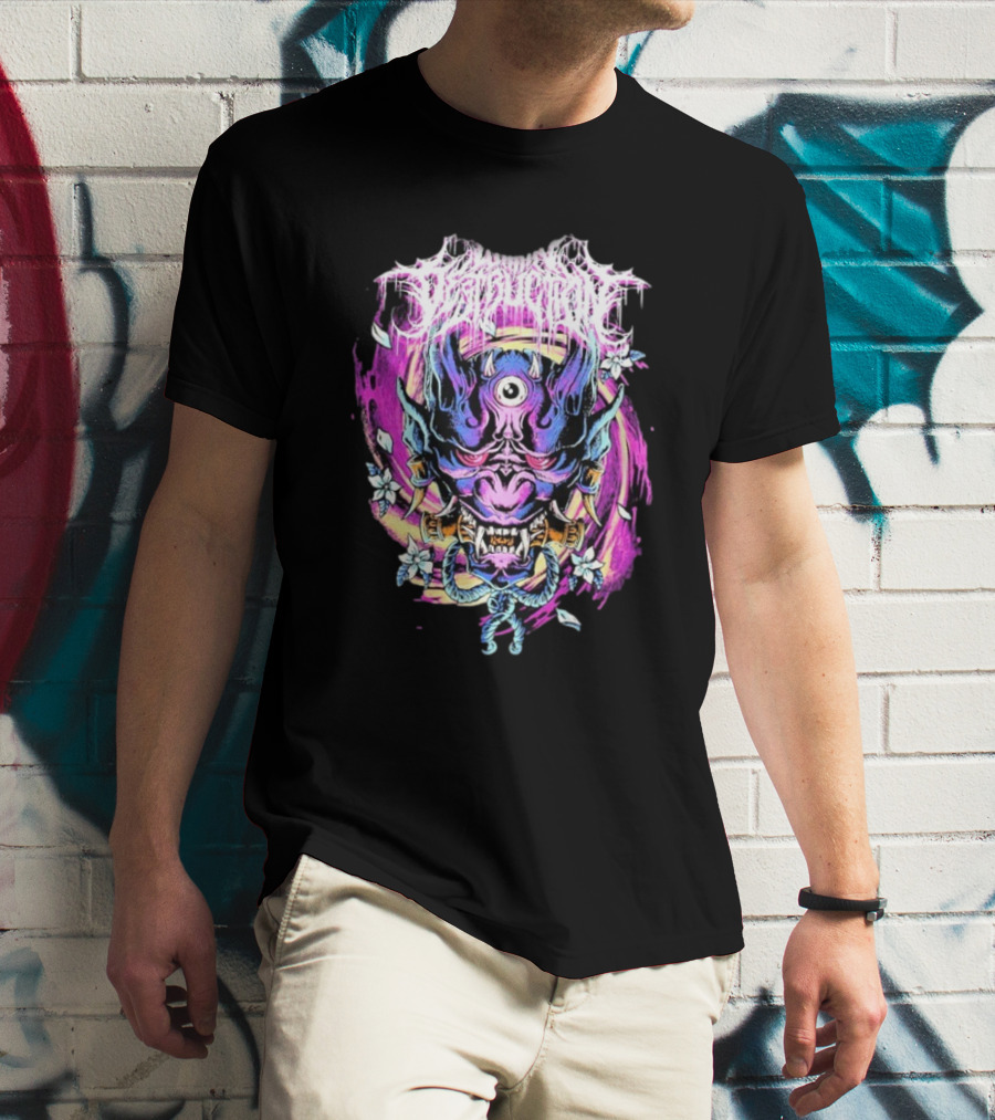 Within Destruction Psychedelic Oni Mask With Floral Accents T-Shirt