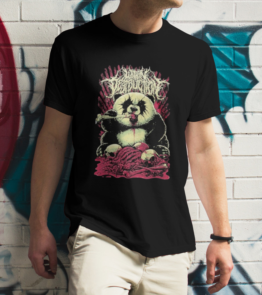 "Within Destruction Kawaii Panda Eating Noodles With Skulls And Bones" T-Shirt