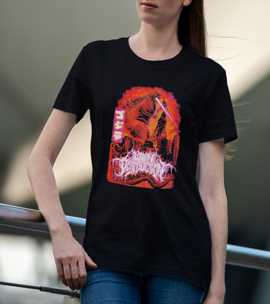 Within Destruction Reptile Kaiju Tokyo Destruction Scene T-Shirt