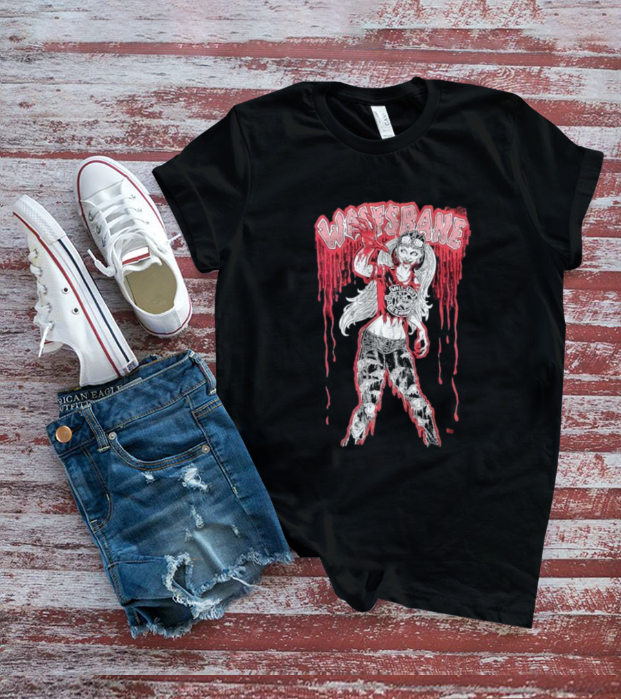 Wolfsbane Kathy Wilson Zombie All Hell’s Breaking Loose Dripping Red Design With Grungy Character Style T-Shirt