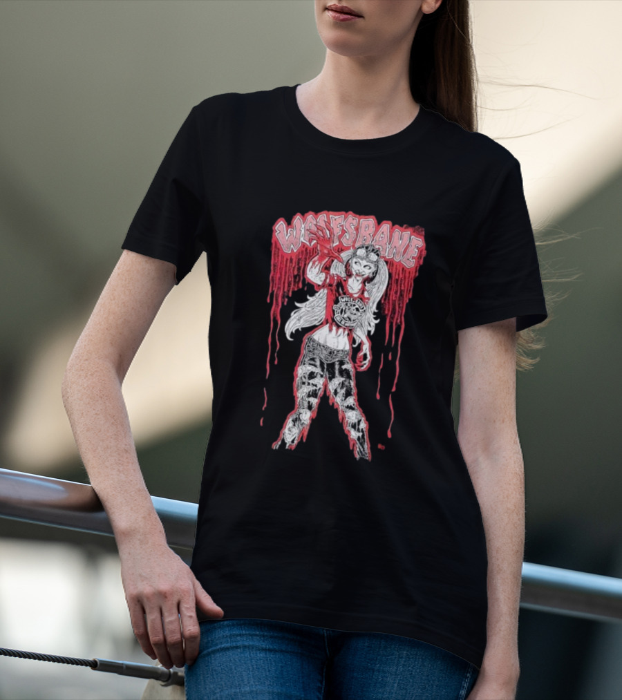 Wolfsbane Kathy Wilson Zombie All Hell’s Breaking Loose Dripping Red Design With Grungy Character Style T-Shirt
