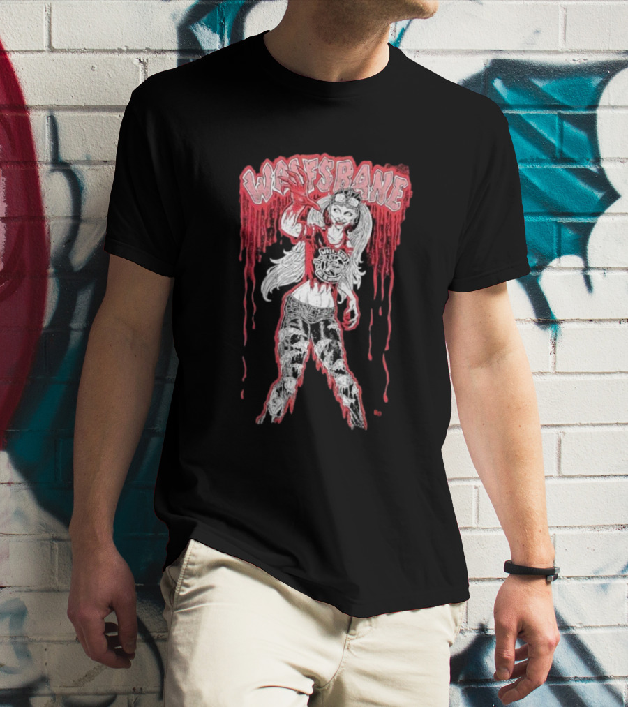 Wolfsbane Kathy Wilson Zombie All Hell’s Breaking Loose Dripping Red Design With Grungy Character Style T-Shirt