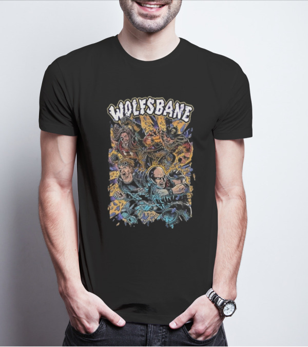 Wolfsbane Comic Style Band Members In Action T-Shirt
